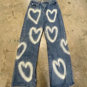Heart Jeans ( flare at bottom ) 💛💛💛 Adika Size M really trendy and cute
